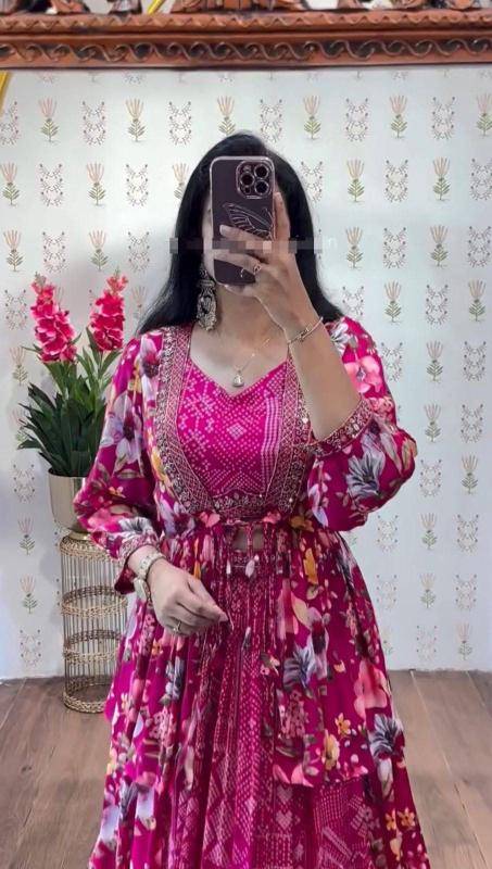 Pc-534 Chinon Red  Best lehengha choli supplier in India